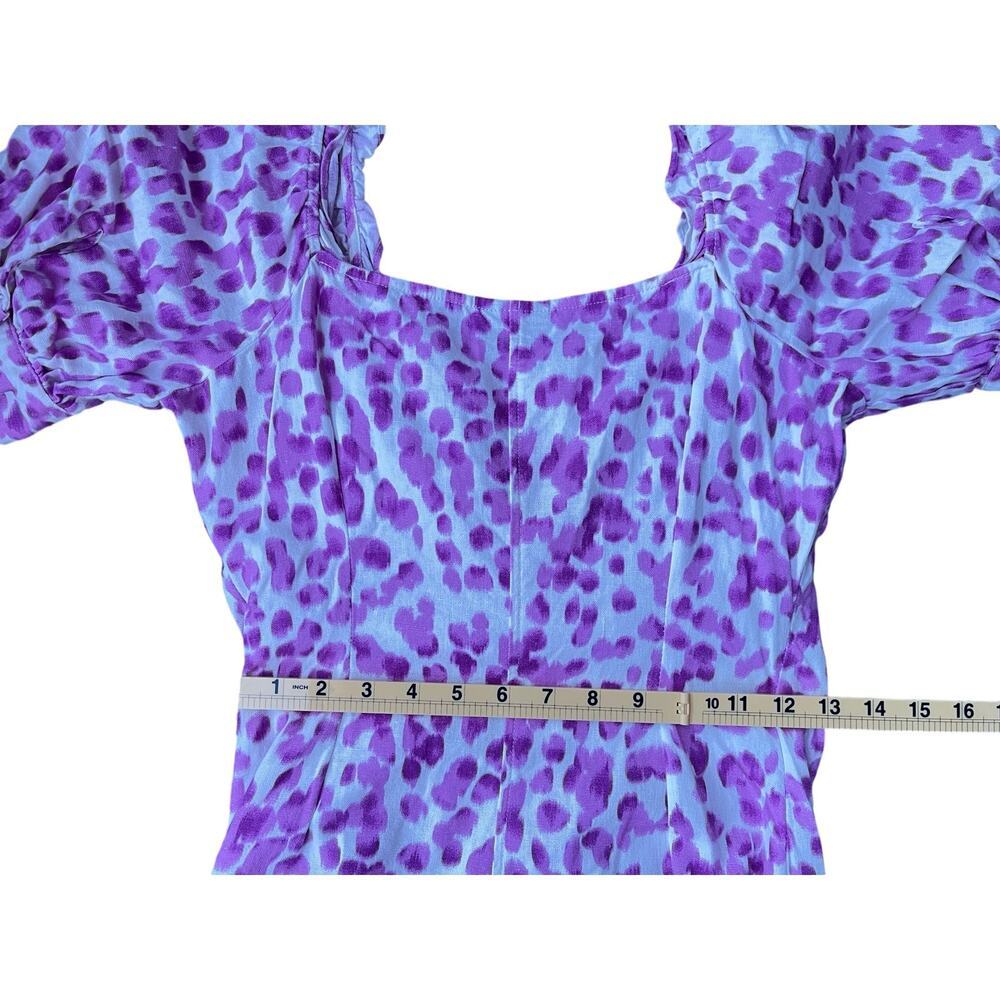 Who What Wear Fuchsia Leopard Print Puff Sleeve Button Front Midi Dress - Small - Picture 9 of 13